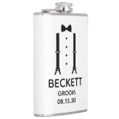 Zwarte stropdas voor de bruidegom heupfles (Rechts)