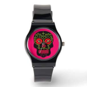 Zwarte Suiker Schedel Horloge