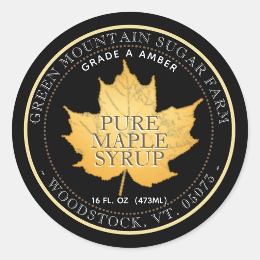 Zwarte suikermap Leaf Editable Maple Syrup Label (Voorkant)