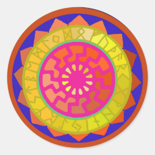 Zwarte Sun Mandala Ronde Sticker