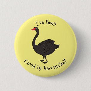 Zwarte-swaanillustratie cartoon ronde button 5,7 cm