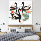 Zwarte swans canvas afdruk (Insitu (Slaapkamer))