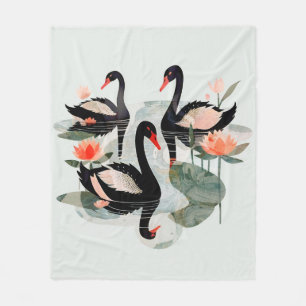 Zwarte swans fleece deken