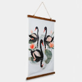 Zwarte swans hangend wandkleed (Gebogen)