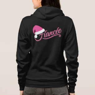 Zwarte sweatshirt met roze kerstmuts en tekst 'Fia