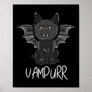Zwarte T Cat Halloween Vampire Vampier Kostuum Poster