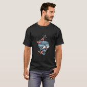 Zwarte T-shirt, met een levendig ontwerp in het mi T-shirt (Voorkant volledig)