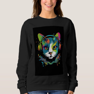 Zwarte t-shirt met kat ontwerp