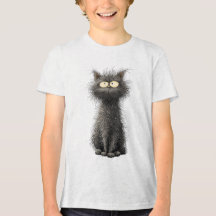 Zwarte T-Shirt met Mooie Zwarte Kat