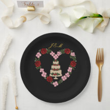Zwarte taartdecoratie met een rozenhart