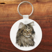 Zwarte tablet Maine Coon Cat Sleutelhanger (Voorkant)