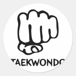 zwarte taekwondo-pictogram ronde sticker