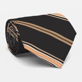 Zwarte, Tan- en Witte Stripe Necktie Stropdas (Opgerold)