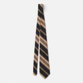 Zwarte, Tan- en Witte Stripe Necktie Stropdas (Achterkant)