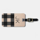 Zwarte & Tan het Monogram van de Plaid van Buffels Bagagelabel (Voorkant horizontaal)