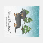 Zwarte & Tan Long Hair Dachshund - Winterbos Fleece Deken (Voorkant (Horizontaal))