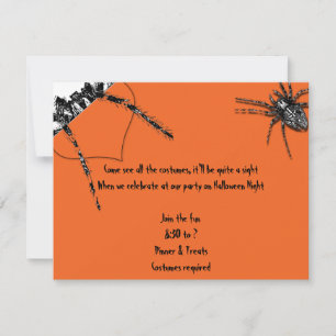 Zwarte Tarantula spin op Sinaasappel Halloween Kaart
