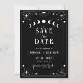 Zwarte tarot Gothic save the date bruiloft Kaart (Voorkant)