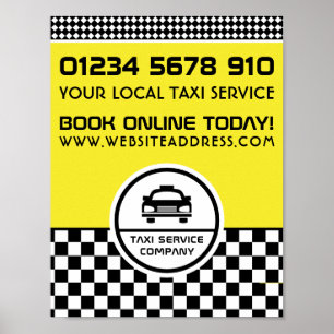 Zwarte taxi cab omcirkelde logo-advertentie poster
