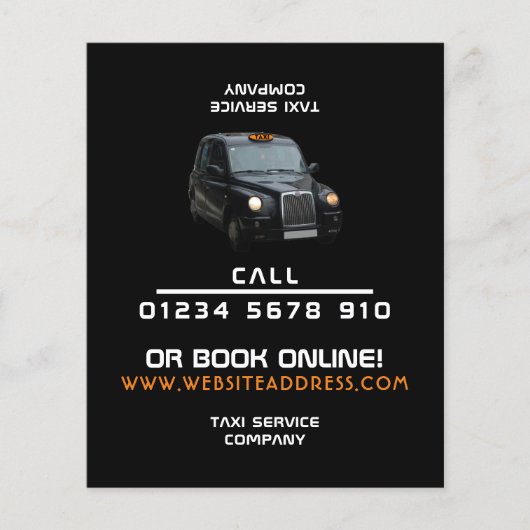 Zwarte Taxi met Prijslijst Flyer (Voorkant)
