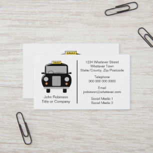 Zwarte Taxi Ontwerp Taxi Chauffeur Visitekaartje