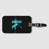 Zwarte Teal Monogram Bagagelabel (Voorkant (horizontaal))