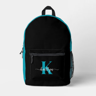 Zwarte Teal Monogram Bedrukte Rugzak