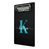 Zwarte Teal Monogram Mini Klembord (Angled2)