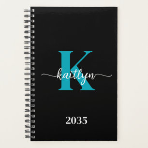 Zwarte Teal Monogram Planner