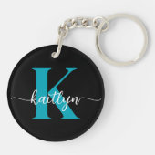Zwarte Teal Monogram Sleutelhanger (Achterkant)