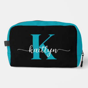 Zwarte Teal Monogram Toilettasje