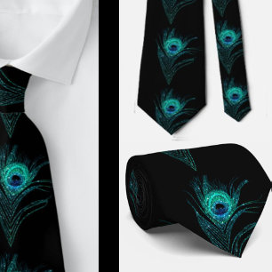 Zwarte Teal Pauwveren Huwelijken Halsband Stropdas
