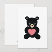 Zwarte teddybeer met hartkaart feestdagenkaart (Voorkant / Achterkant)
