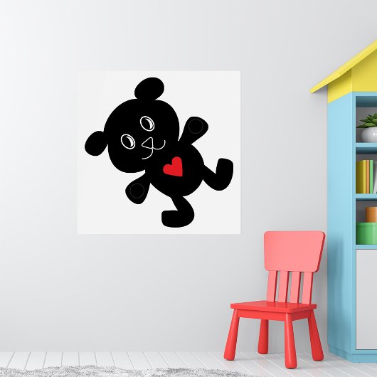 Zwarte teddybeerliefde poster