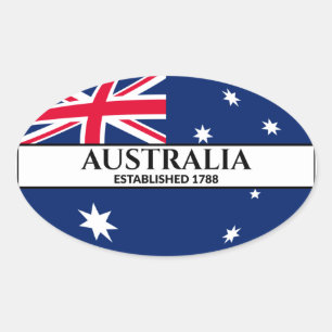 Zwarte tekst Australië Vlag 1788 Ovale Sticker