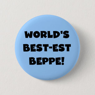 Zwarte Tekst Best-est Beppe T-shirts en geschenken Ronde Button 5,7 Cm