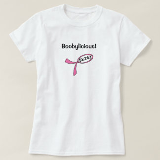 Zwarte tekst: Boobylicious! T-shirt