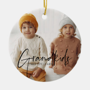 Zwarte tekst   Grootkinderen maken de Grote Foto v Keramisch Ornament