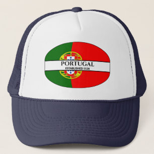 Zwarte tekst Portugal Opgericht 1128 Vlag Trucker Pet