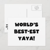 Zwarte tekst 's werelds beste Yaya geschenken Briefkaart (Voorkant / Achterkant)