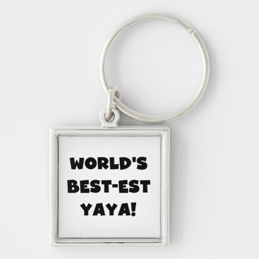 Zwarte tekst 's werelds beste Yaya geschenken Sleutelhanger (Voorkant)