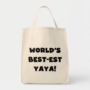 Zwarte tekst 's werelds beste Yaya geschenken Tote Bag