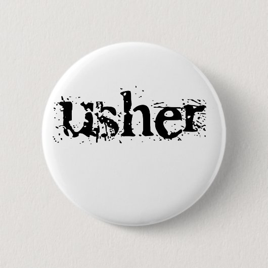Zwarte tekst Usher Ronde Button 5,7 Cm (Voorkant)
