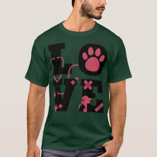 Zwarte tekst van Cute Love Animals T-shirt