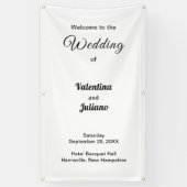 Zwarte teksten op witte achtergrond bruiloft banne spandoek (Verticaal)