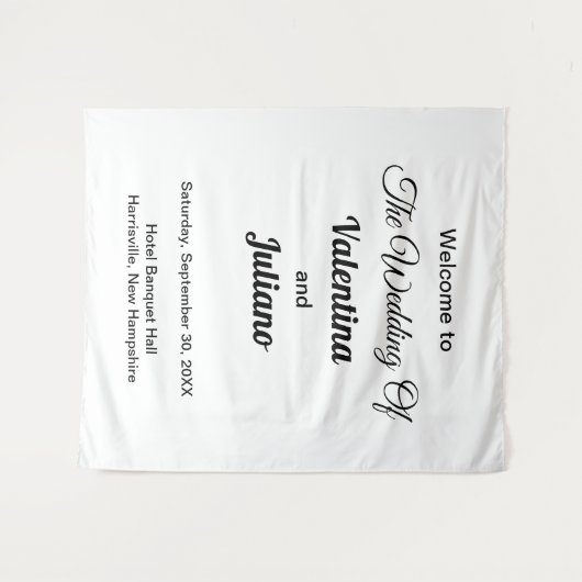 Zwarte teksten op witte achtergrond Tapestry Wandkleed (Voorkant (horizontaal))