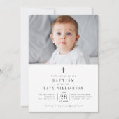 zwarte tekstfoto baptisme-uitnodiging kaart (Voorkant)