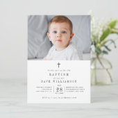 zwarte tekstfoto baptisme-uitnodiging kaart (Staand voorkant)