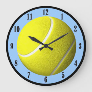 Zwarte Tennis Ball Wall Clock Blue Court Grote Klok