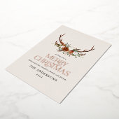 Zwarte terracotta botanische elegante herten bloem folie feestdagenkaart (Gedraaid)